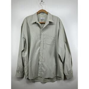 Pierre Balmain Shirt Long Sleeve Button Up Vintage Men Sz 17.5 36/37 Gray w Flaw